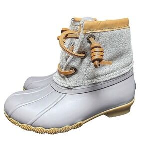 Sperry Saltwater Grey Duck Wool Blend Upper Boot Size 8M Side Zip NEW w/o Tags